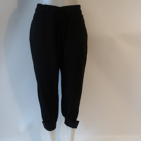 Womens The Range Black Elastic Drawstring Waist Cropped Jogger Sweatpants L - Picture 7 of 13